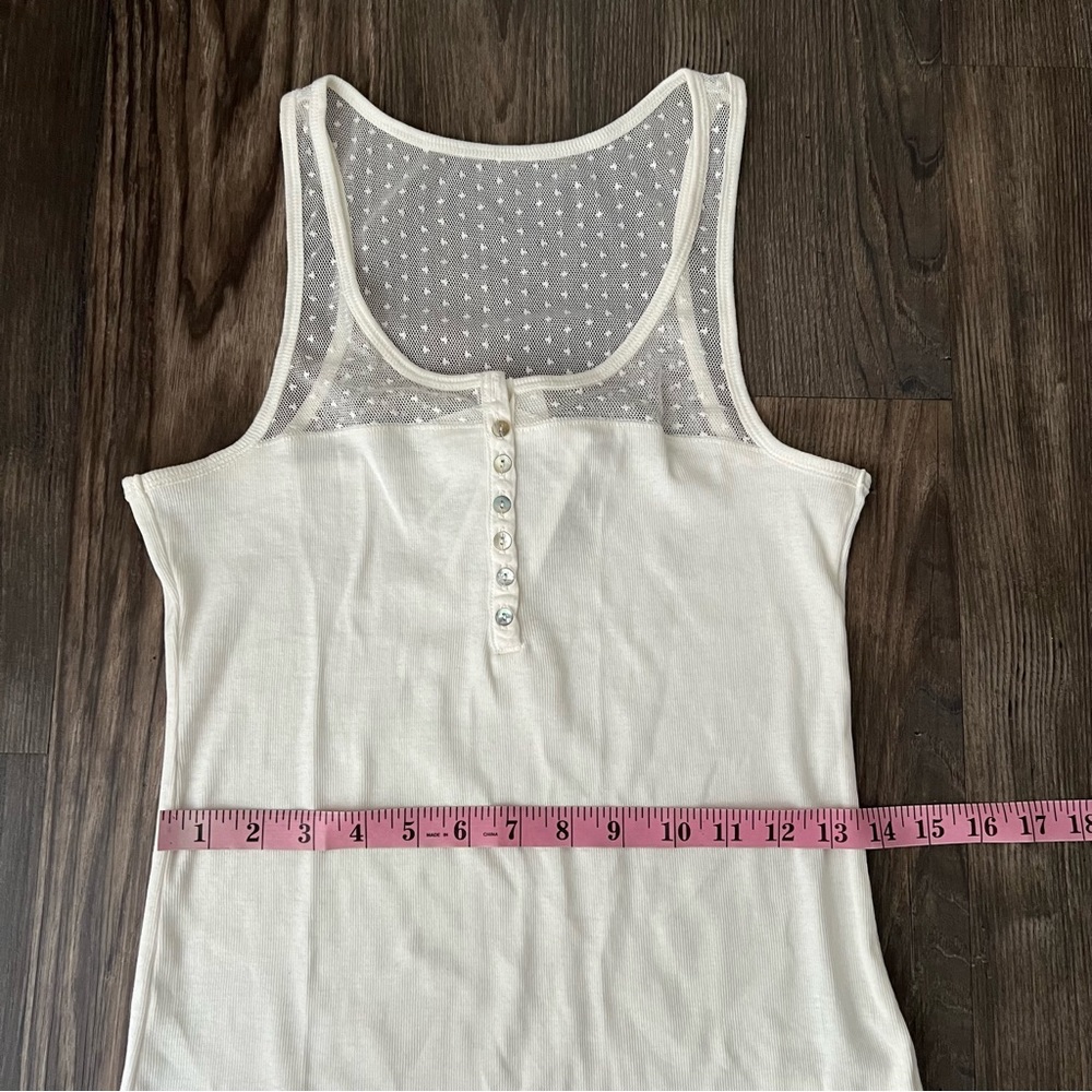 H&M NEW Cream Ribbed Tank Top with Mesh Detail - Picture 8 of 9